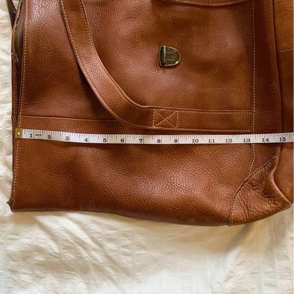 L.L. Bean Leather Messenger Tote (Medium), Brown Leather - Picture 9 of 11